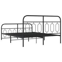 Bedframe met hoofd- en voeteneinde metaal zwart 150x200 cm - thumbnail
