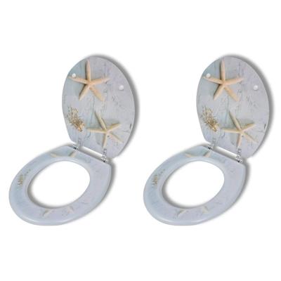 Toiletbrillen met deksels 2 st zeester MDF