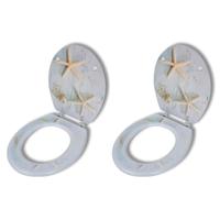 Toiletbrillen met deksels 2 st zeester MDF - thumbnail