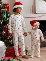Gemengde set pyjama muts fluweel capsule kerst ecru - thumbnail