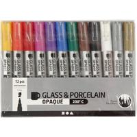 Glas porseleinstiften crea comp 1-2mm 12 kleuren - thumbnail
