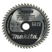 Makita Cirkelzaagblad voor Aluminium | Specialized | Ø 136mm Asgat 20mm 50T - B-40303 - thumbnail