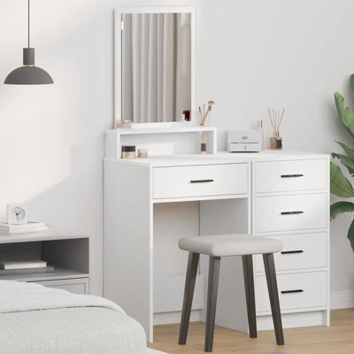 Kaptafel met lade met plank Wit 50 x 41 x 140 cm Bewerkt hout