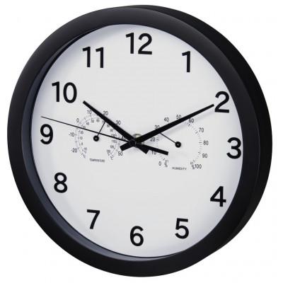 Hama wandklok pure plus ø 25 cm met thermo-/hygrometer geluidsarm zwart