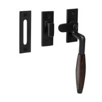De Oude Deurklink Raamsluiting retro palissander mat zwart rechts - thumbnail
