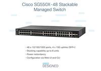 Cisco SG550X-48 Stackable Managed Switch met 48 Gigabit Ethernet-poorten (GbE), 2 x 10G Combo, 2 SFP+, dynamische L3-rouing, beperkte levenslange bescherming (SG550X-48-K9-EU) - thumbnail