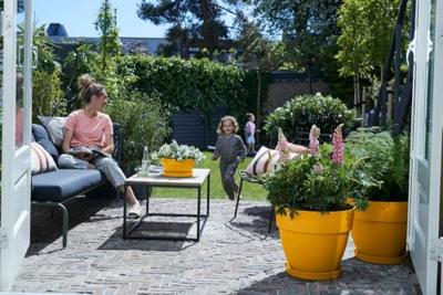 Elho Vibia Campana schaal rond 34 cm honinggeel