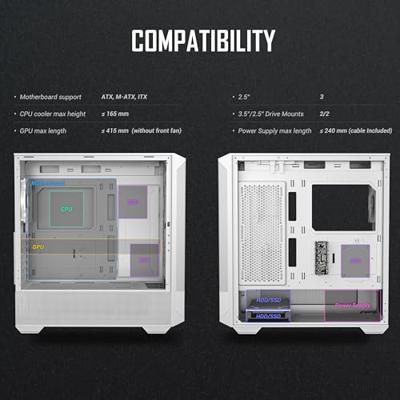 Antec NX416L-W midi tower behuizing