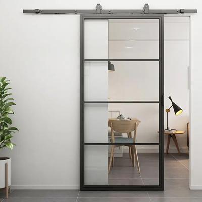 Loftdeur Stalen schuifdeur 4-vaks met helder glas Incl. schuifdeursysteem Loftdeur Stalen schuifdeur 4-vaks met helder glas Incl. schuifdeursysteem