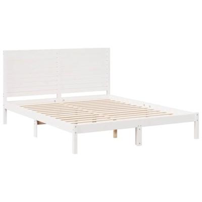 Bedframe extra lang zonder matras massief hout wit 140x220 cm