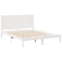 Bedframe extra lang zonder matras massief hout wit 140x220 cm - thumbnail