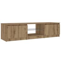 Tv-meubel met LED 140x40x35,5 cm bewerkt hout artisanaal eiken - thumbnail