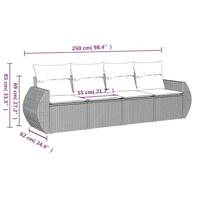 4-delige Loungeset met kussens poly rattan grijs - thumbnail