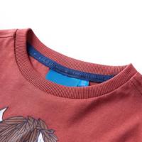 Kindershirt met lange mouwen runderprint 128 roodbruin - thumbnail