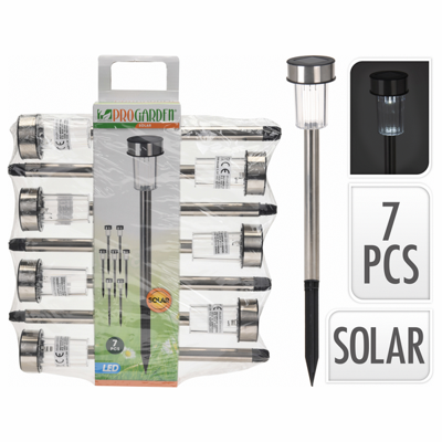 Pro Garden solarlamp 360mm rvs set van 7stuks