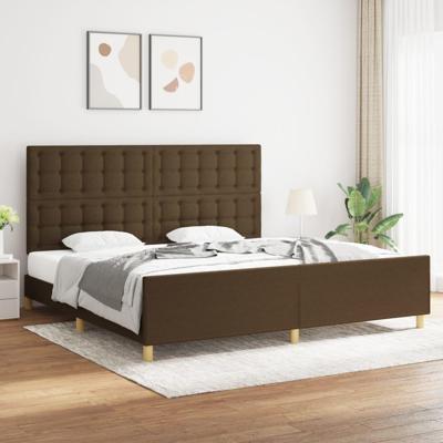 Bedframe zonder matras stof donkerbruin 200x200 cm Bedframe zonder matras stof donkerbruin 200x200 cm