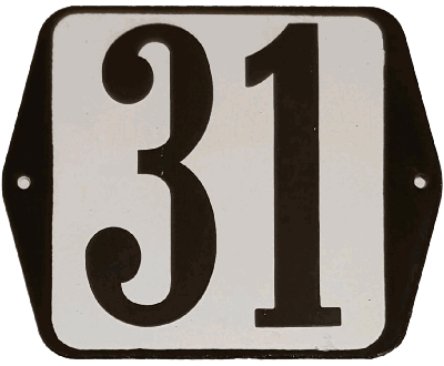 Huisnummer naambordje standaard 15x12 cm nummer 31 - Warentuin mix