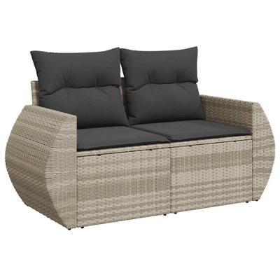 4-delige Loungeset met kussens poly rattan lichtgrijs - thumbnail