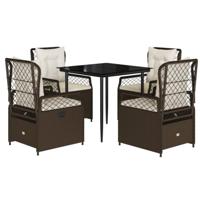 5-delige Tuinset met kussens poly rattan bruin - thumbnail