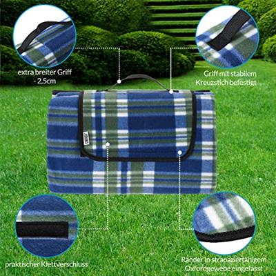 Picknickdeken Ruit-Blauw 2x2m