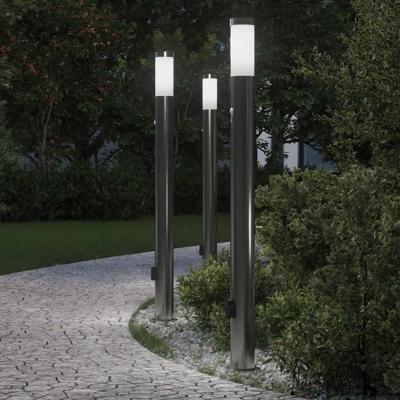 Bolderverlichting met sensor en stopcontact 3 stuks 110 cm roestvrij staal IP44