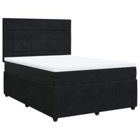Boxspring met matras fluweel zwart 140x200 cm - thumbnail