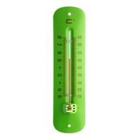 Metalen thermometer 19 cm groen voor gebruik binnen en buiten - thumbnail
