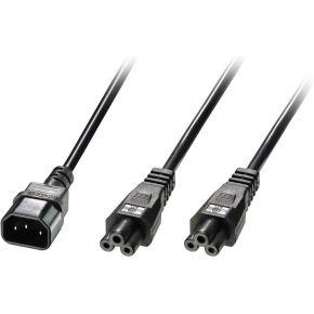 LINDY Stroom Y-kabel [1x Apparaatstekker, male C14 - 2x Apparaatbus C5] 2.50 m Zwart