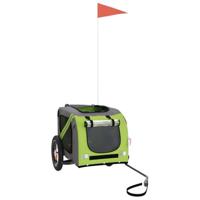 VidaXL Hondenfietstrailer oxford stof en ijzer groen en grijs - thumbnail
