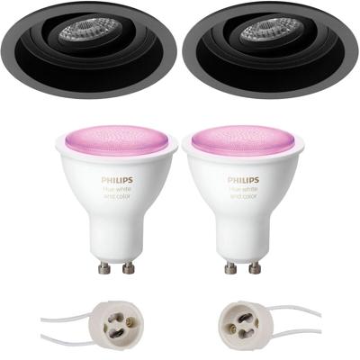 Philips Hue LED Inbouwspot Mat Zwart Ø105mm - Dimbaar & Kantelbaar