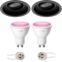 Philips Hue LED Inbouwspot Mat Zwart Ø105mm - Dimbaar & Kantelbaar - thumbnail