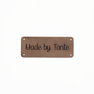 Leren label 'Made by Tante' 20x50mm - 3 stuks Leren label 'Made by Tante' 20x50mm - 3 stuks