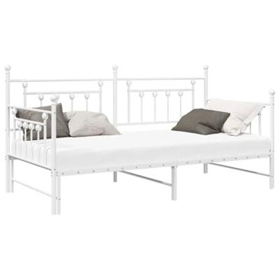 Bedframe voor een daybed met hoofdeinde Wit 90 x 190 cm Staal
