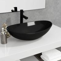 VidaXL Wasbak 54,5x35x15,5 cm gehard glas zwart - thumbnail