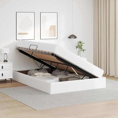 Opbergbed met matras met matras Wit 140 x 190 cm Nep Leer