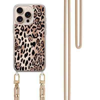 iPhone 16 Pro Max hoesje met beige koord - Golden wildcat