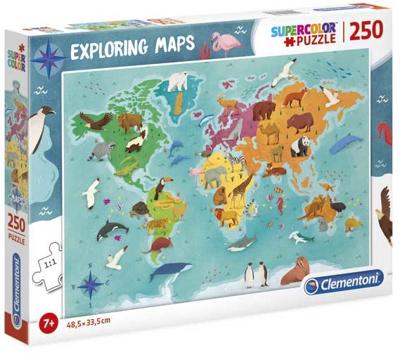 Clementoni legpuzzel Exploring Maps: Dieren 250 stukjes