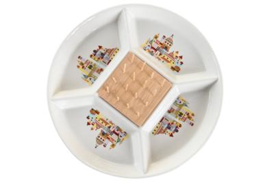 Set voor voorgerechtjes DKD Home Decor 23,5 x 23,5 x 7 cm Rood Blauw Wit Keramiek Mediterrane Huizen