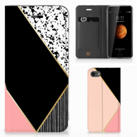 iPhone 7 | 8 | SE (2020) | SE (2022) Stand Case Zwart Roze Vormen - thumbnail