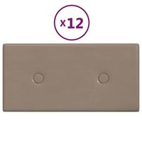 VidaXL Wandpanelen 12 st 0,54 m² 30x15 cm kunstleer cappuccinokleurig - thumbnail