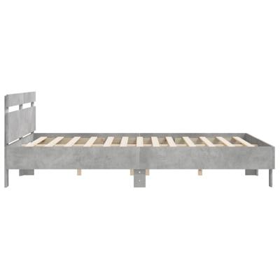 Bedframe met hoofdeinde bewerkt hout betongrijs 160x200 cm