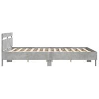 Bedframe met hoofdeinde bewerkt hout betongrijs 160x200 cm - thumbnail