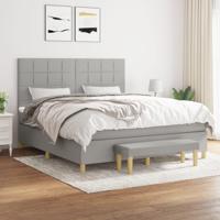 Boxspring met matras stof lichtgrijs 160x200 cm - thumbnail