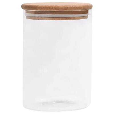 Opbergpotten met bamboe deksels 4 st 800 ml glas