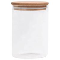 Opbergpotten met bamboe deksels 4 st 800 ml glas - thumbnail