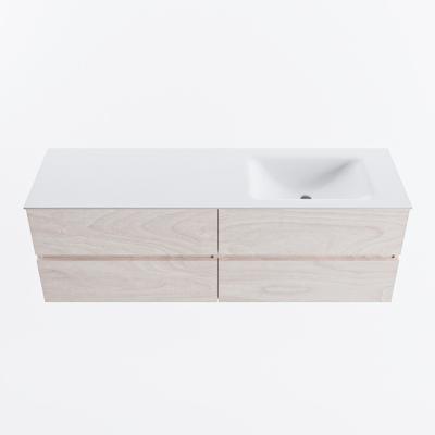 MONDIAZ VICA 150cm badmeubel onderkast Underlayment 4 lades. Wastafel CLOUD rechts 1 kraangat, kleur Talc.