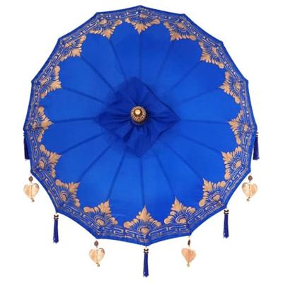 Balinese Parasol Anders Blauw x 260 cm Katoen en massief hout Balinese Parasol Anders Blauw x 260 cm Katoen en massief hout