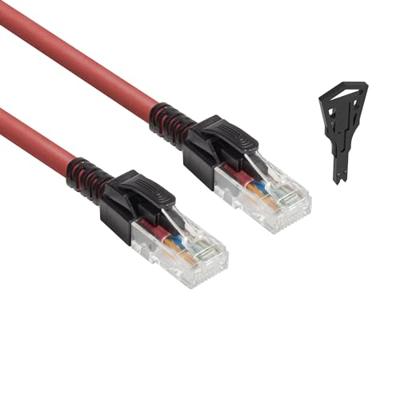 ACT Rode 3 meter U/UTP CAT6A LSZH vergrendelbare patchkabel snagless met RJ45 connectoren