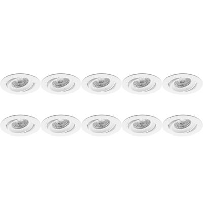 Spot Armatuur 10 Pack - Pragmi Delton Pro - GU10 Inbouwspot - Rond - Wit - Aluminium - Kantelbaar - Ø82mm