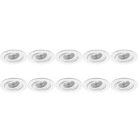 Spot Armatuur 10 Pack - Pragmi Delton Pro - GU10 Inbouwspot - Rond - Wit - Aluminium - Kantelbaar - Ø82mm - thumbnail